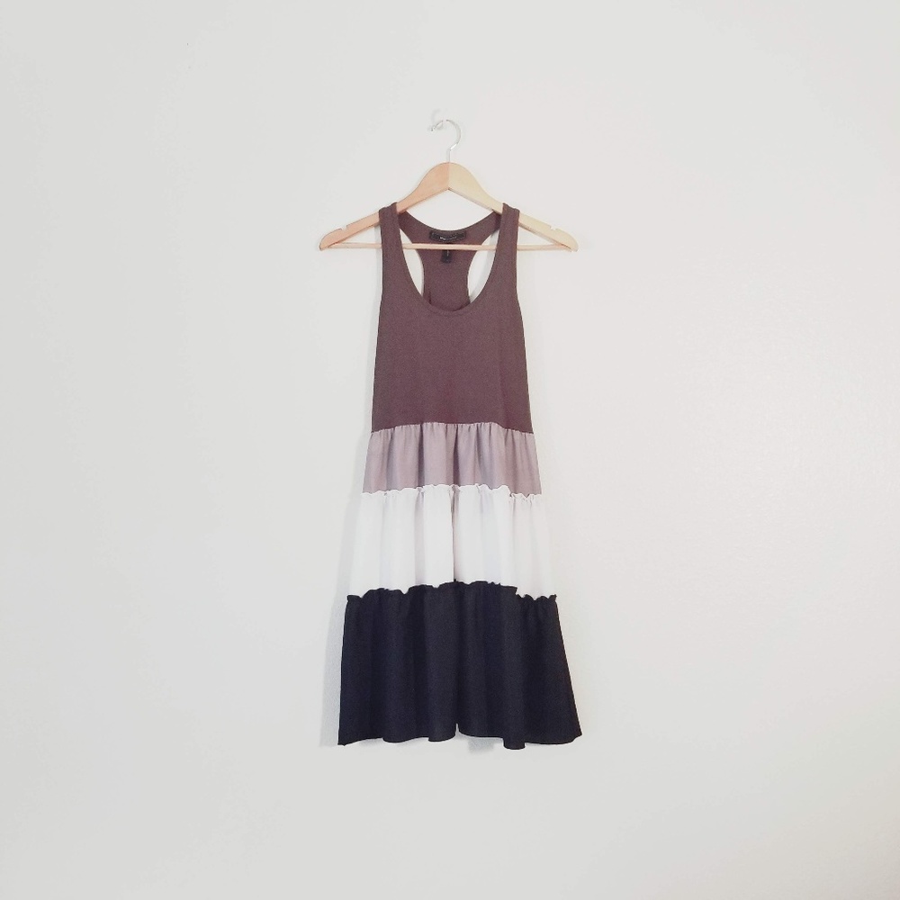 BCBGMAXAZRIA Colorblock Racerback Midi Dress, M